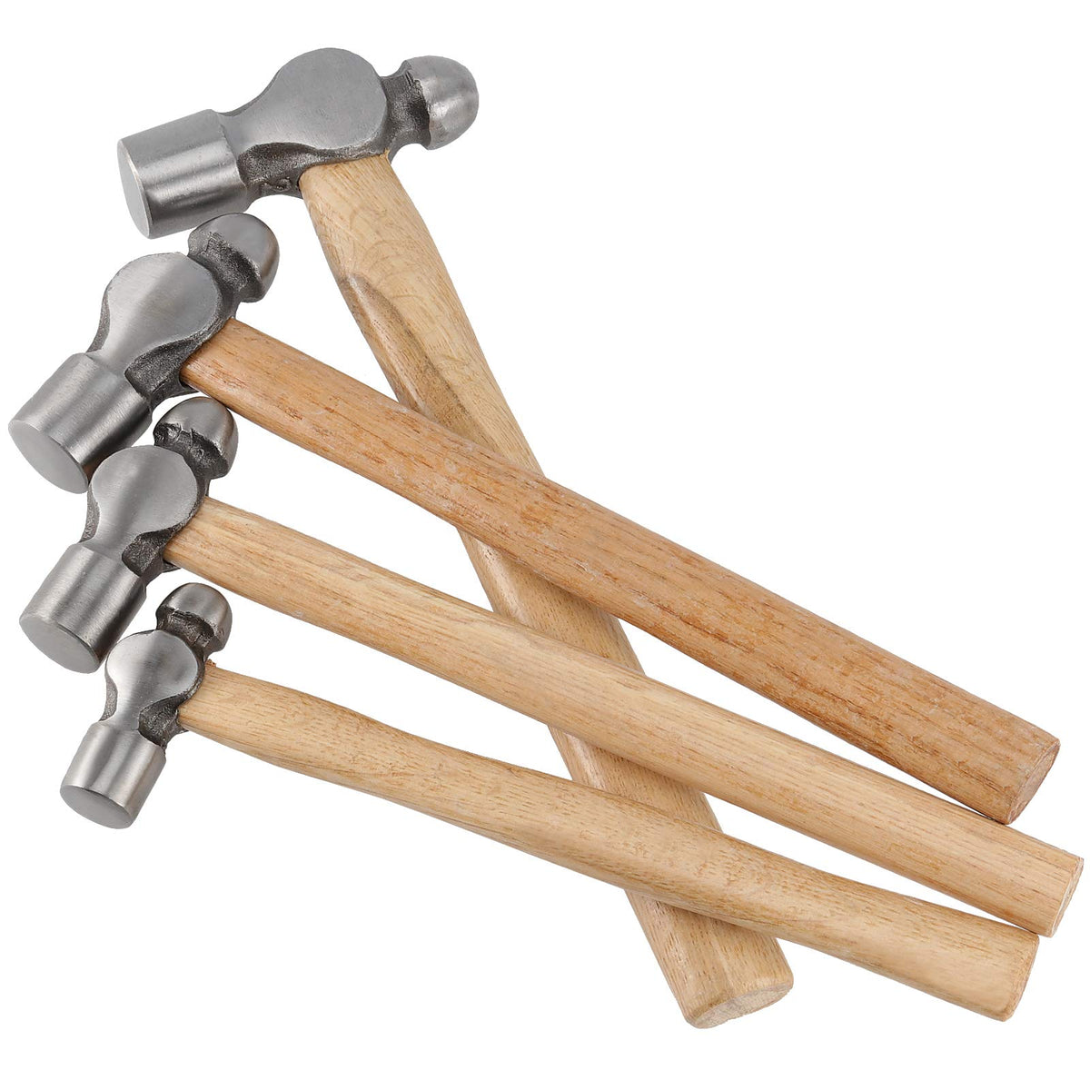 ZEONHAK 4 PCS Ball Peen Hammer, 8 OZ,16 OZ, 24 OZ, 32 OZ Ball Peen Hammer Set with Wooden Handle and Non-Slip Shock Absorbing Grip for Metal Rivetc