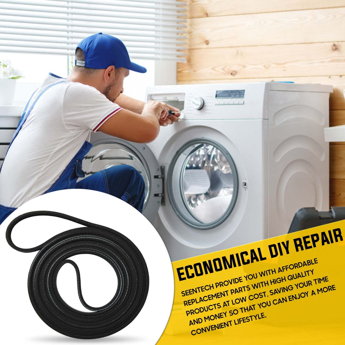 Seentech 341241 Dryer Drum Belt Compatible with Whirlpool Kenmore Roper