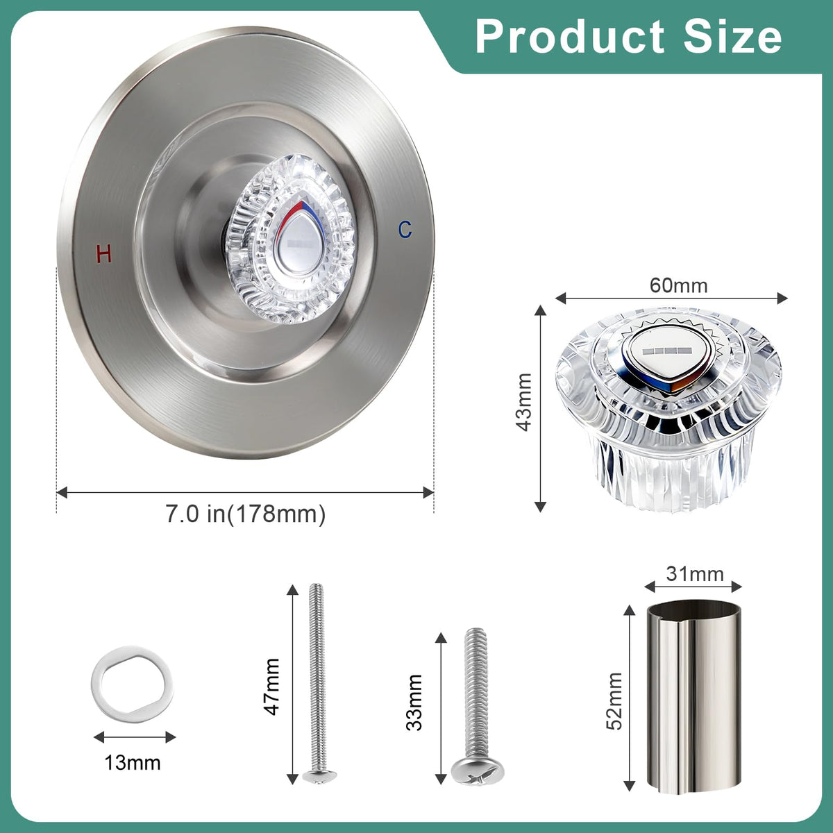 T470 Shower Trim Kit, Compatible with Moen Chateau Shower Trim Kit, Single-Handle Tub/Shower Valve Trim, Includes Escutcheon, Tubes, Screws and Shower Handle