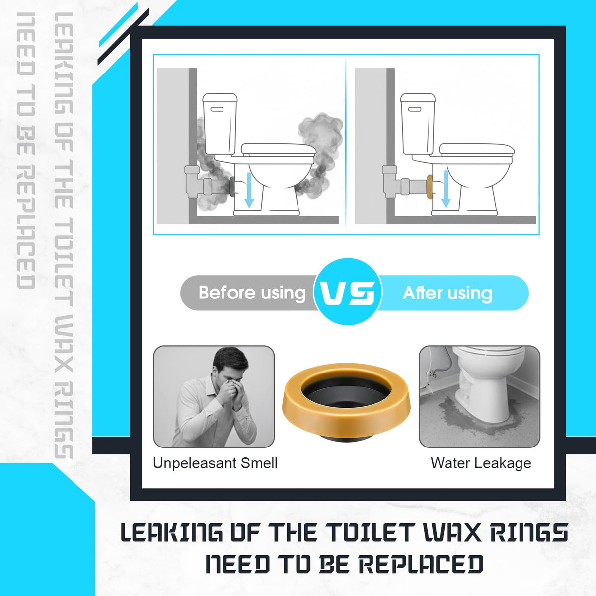 Marsui 12 Pack Wax Ring for Toilet, Thick Gasket 3-4 Inch Waste Line
