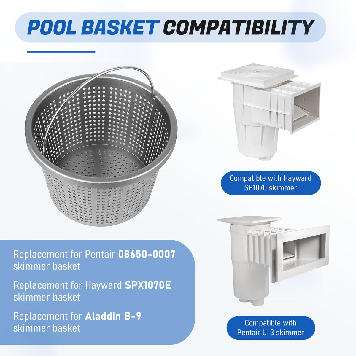 8" Inground Pool Skimmer Basket Replacement for Hayward SP1070, Pentair U-3