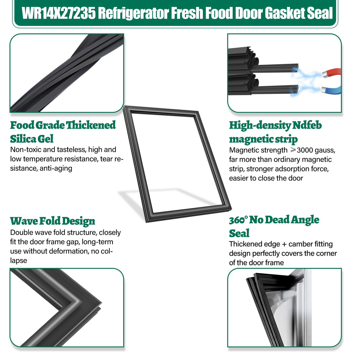 UPGRADED WR14X27235 Refrigerator Door Gasket Repla