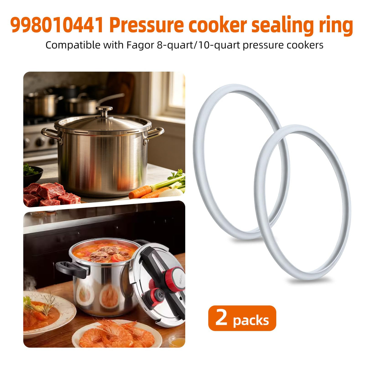 998010441 Pressure Cooker Gasket 10" Compatible with Fagor 8QT 10QT Cooker