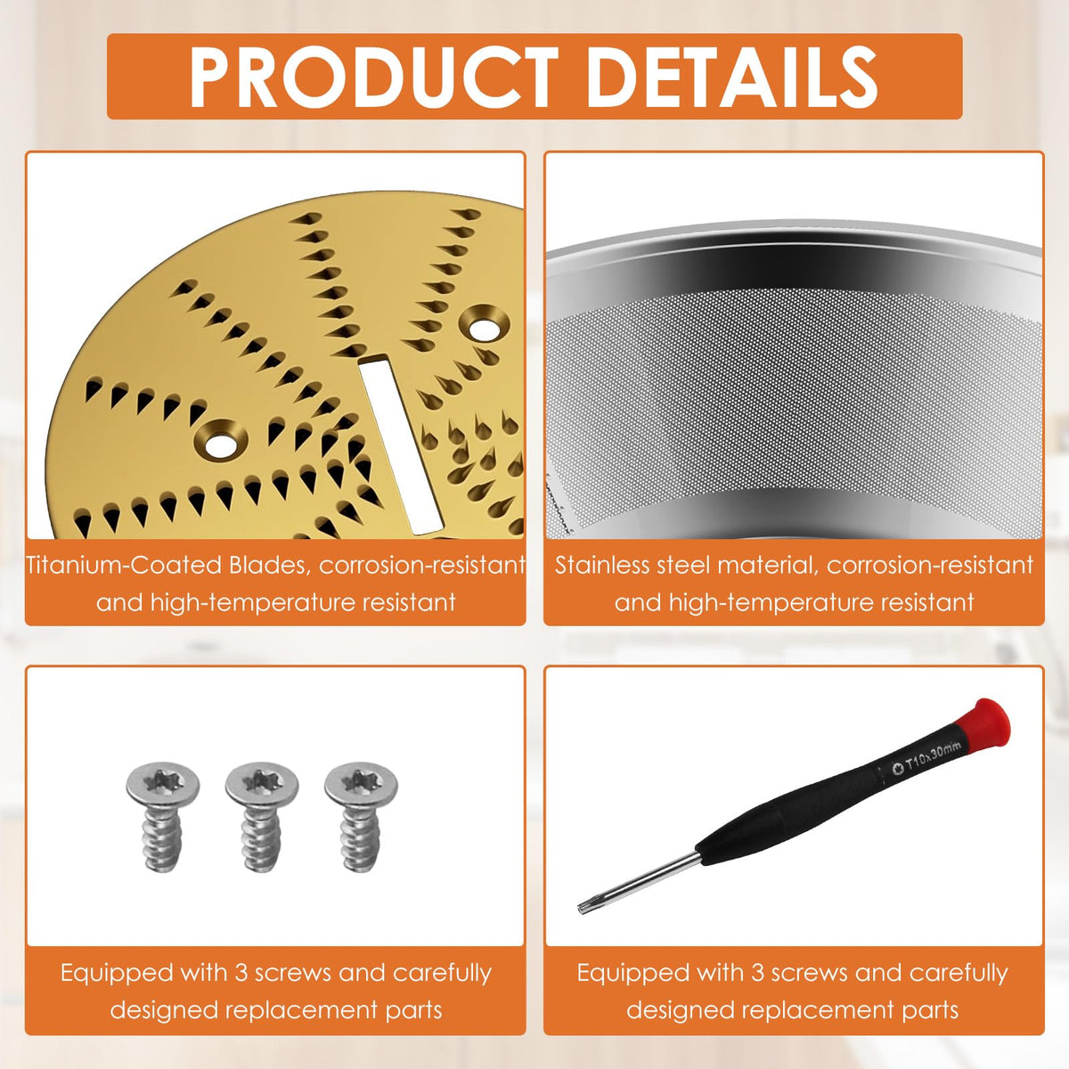 BR-3/BR-1 Juicer Mesh Filter Basket （No Base）Compatible with Breville Juice Models BJE510XL,BJE820XL,JE98XL, BJE200XL, With Mesh Strainer Bowl, Blade, Screws & Wrench,Easy to Replace