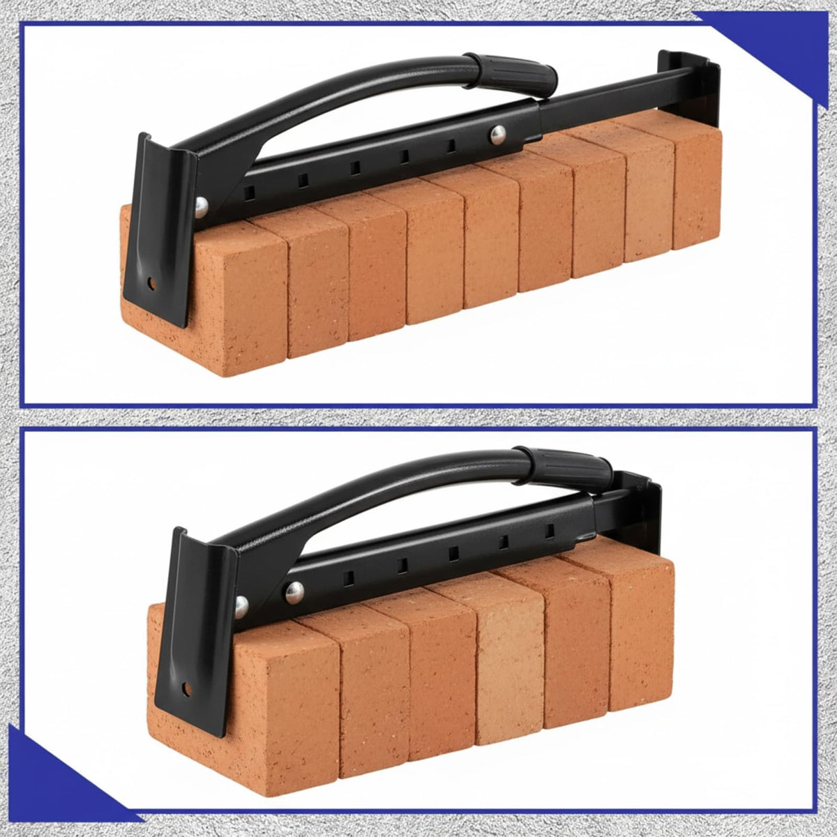 Lanties Adjustable Heavy Duty Brick Tongs Set Between Carry 6 to 10 Bricks Heavy Duty Block Tongs with Rubber Pad Handle and Gloves for Bricks Lifting Carrying