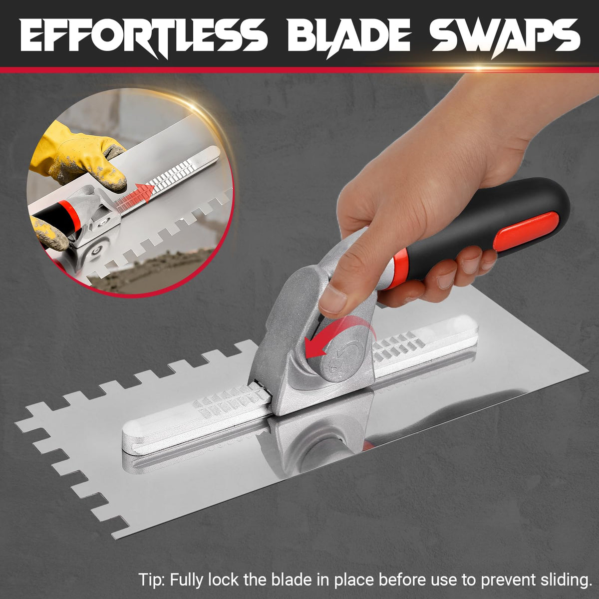 Switchable Tile Trowel Set – 6 Interchangeable Notched Blades