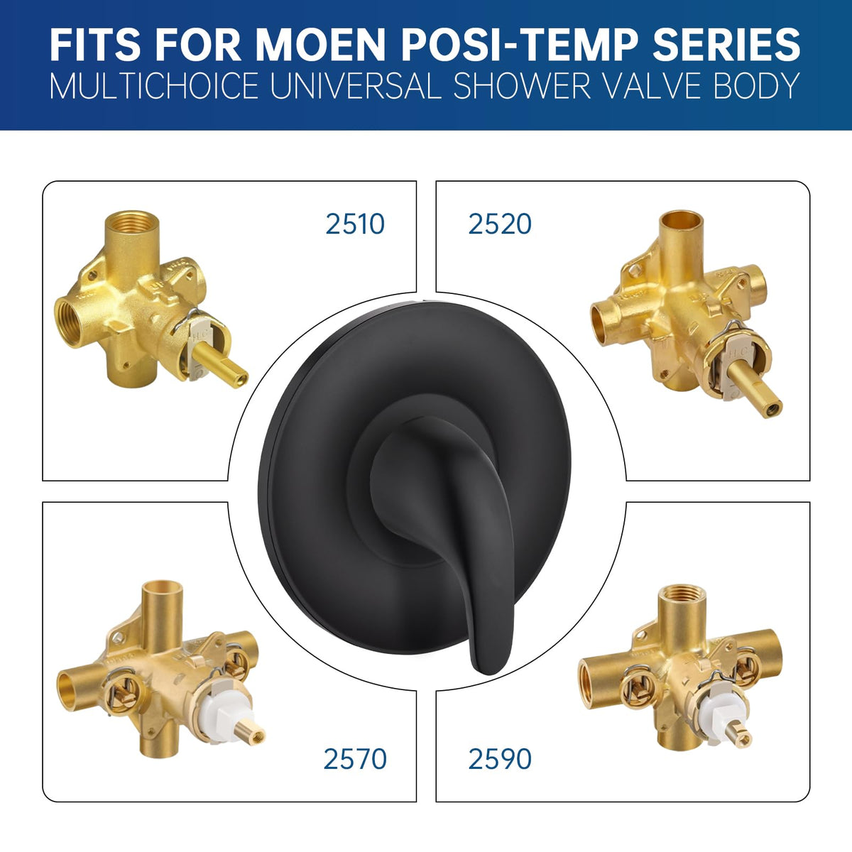 Replacement for Moen Posi-Temp Valve Trim Kit, Matte Black Shower Trim Kit