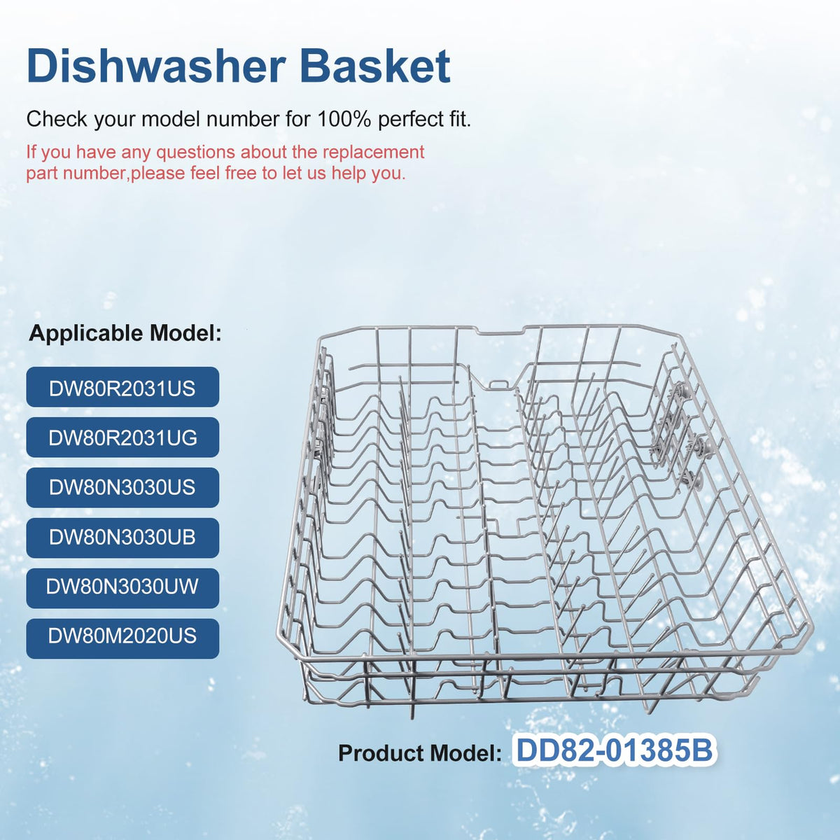 【2026 UPGRADED】DD82-01385A DD82-01385B Dishwasher Upper Rack Replacement Parts Fit for Samsung Dishwaher DW80R2031US, DW80R2031UG, DW80N3030US, DW80N3030UB, DW80N3030UW, DW80M2020US