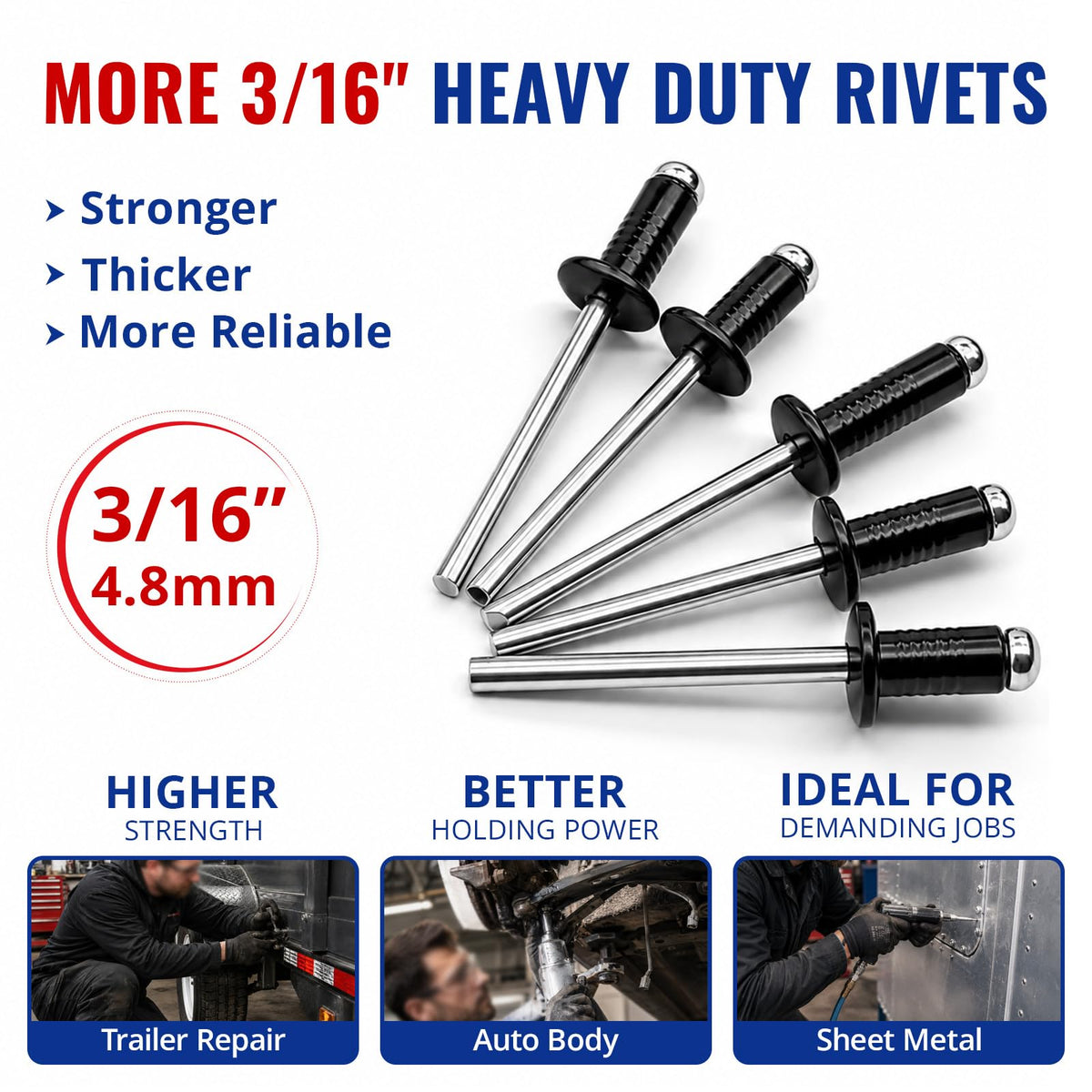 2040PCS Aluminum-Steel Pop Rivets and 304 Stainless Steel Washers Assortment Kit,30Sizes(3/32", 1/8",5/32", 3/16", 1/4"), Rivet Kit for Metal, Sheet Metal, Auto Body, DIY Repair & Fabrication,Black