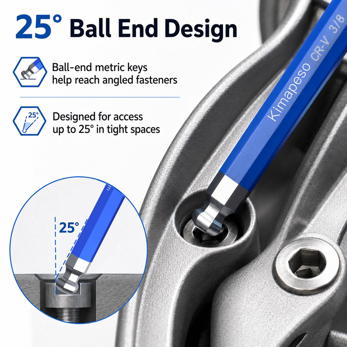 Kimapeso 27 PCS Allen Key Set Torx SAE Metric Allen Wrenches Set Long Arm Ball End Hex Key Wrench Sets with T-Handle L-Hex Key Set Metric 1.5 to 10mm SAE 1/16 to 3/8″ Torx T10 to T50