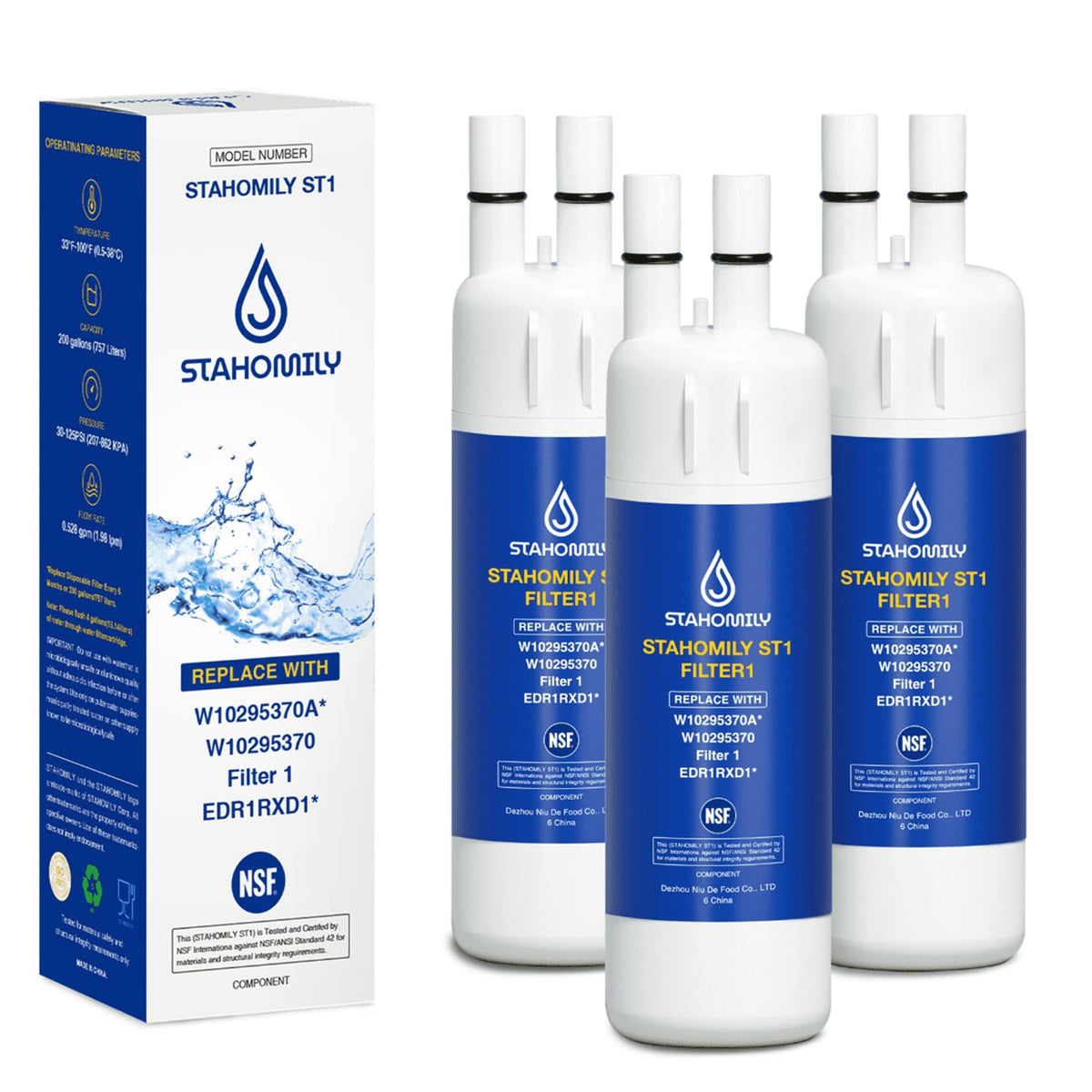 EDR1RXD1 Replacement for Whirlpool Everydrop 1, W10295370A, WHR1RXD1, 3Pack