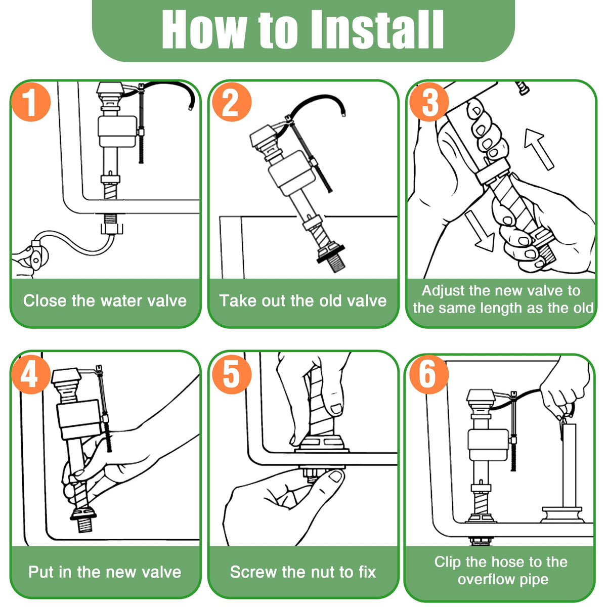 Saillong Toilet Fill Valve Replacement, Height Adjustable Universal, 2 Pcs