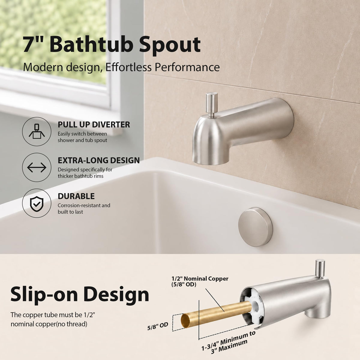 Compatible with Moen Posi-Temp Valve Tub Shower Trim Kit, Replacement for 2510, 2520, 2570, 2590 Valve Shower Faucet Set with 8 Inch Shower Head, Matte Black (Valve and Cartridge Not Included)