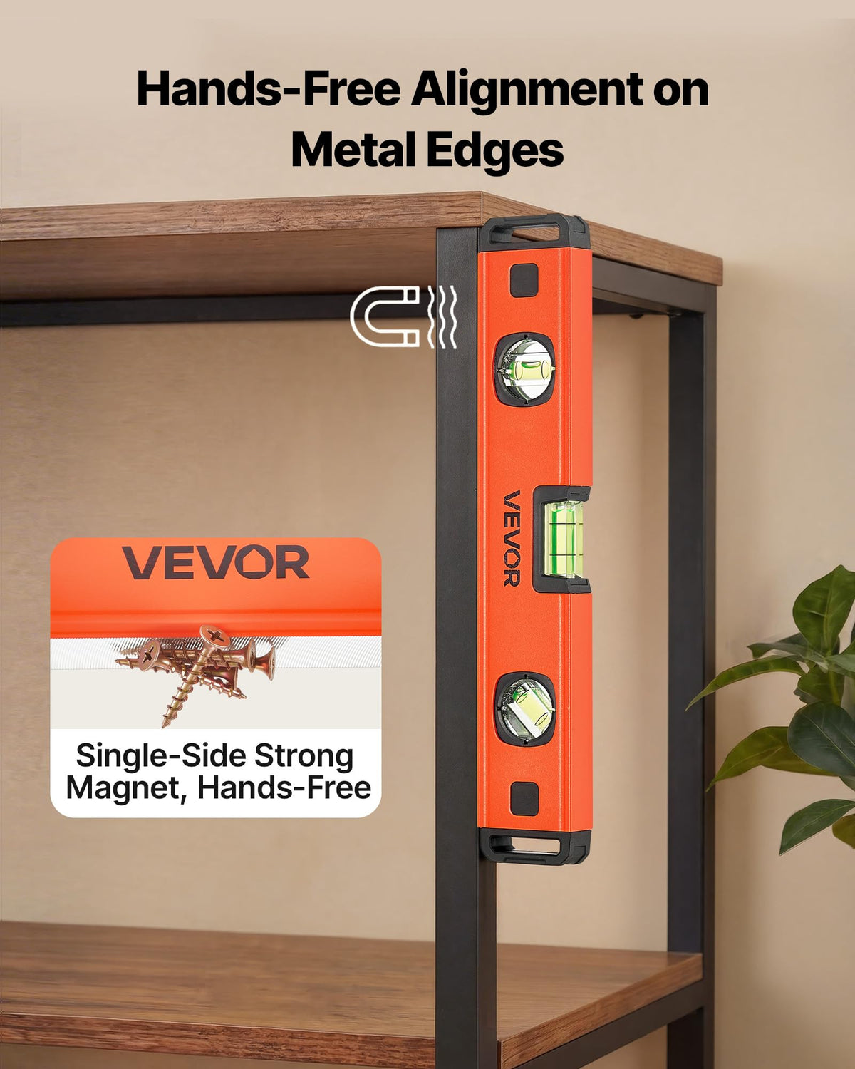 VEVOR Torpedo Level, 4-Piece Included 4/12/24/40 in, Magnetic Leveler Tool Set Aluminum Alloy, with Clear 3 Green Vials, Hanging Hole, Box Beam Multi-angle Measurement for Construction Home Renovation