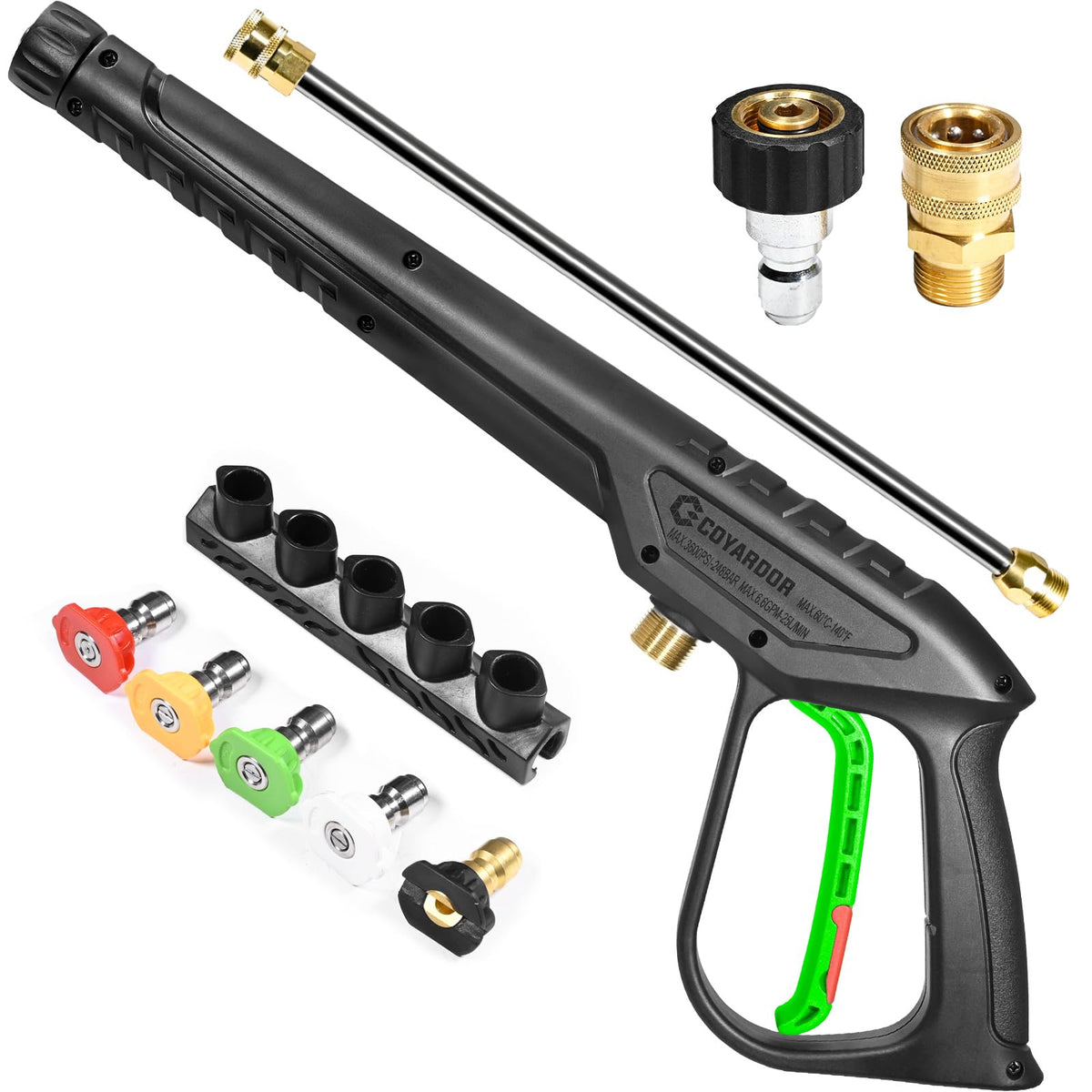 Coyardor Pressure Washer Gun 3600 PSI with Extension Wand, 3/8" & M22-14mm