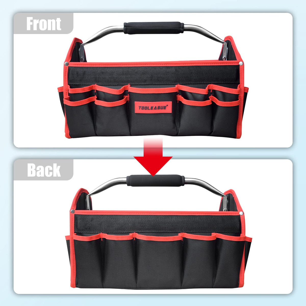 TOOLEAGUE 19 Inches Heavy Duty Tool Bag 25 Pockets,1680D Fabric Tool Bags