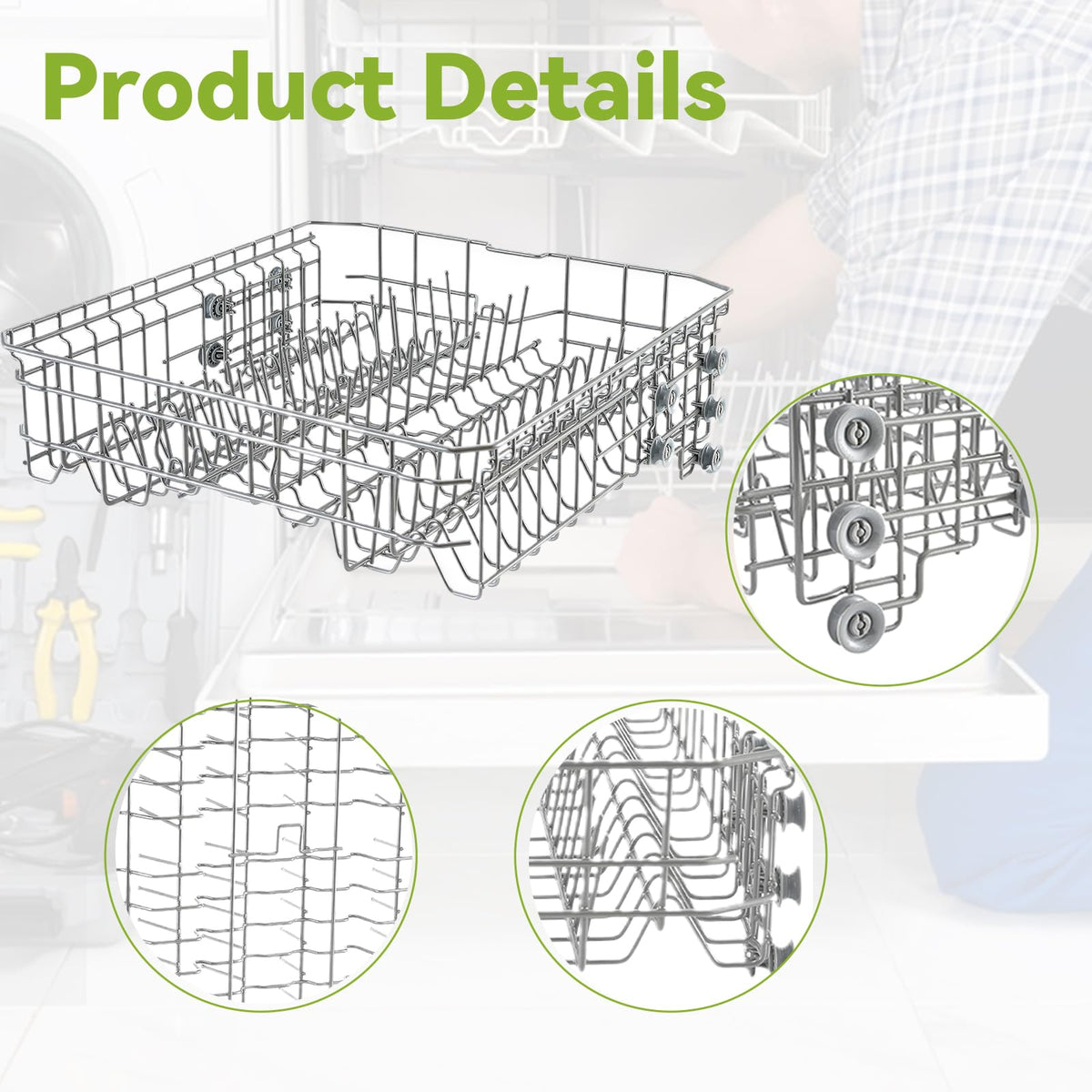 【𝟮𝟬𝟮𝟲 𝙐𝙥𝙜𝙧𝙖𝙙𝙚𝙙】DD82-01074A Middle DishRack (20.6″D*22.4″W) Assembly Dishwasher Replacement - Fit For Samsung Dishwasher Parts DW80R5061,DW80R5060,DW80K7050UG,DW80K5050US Series