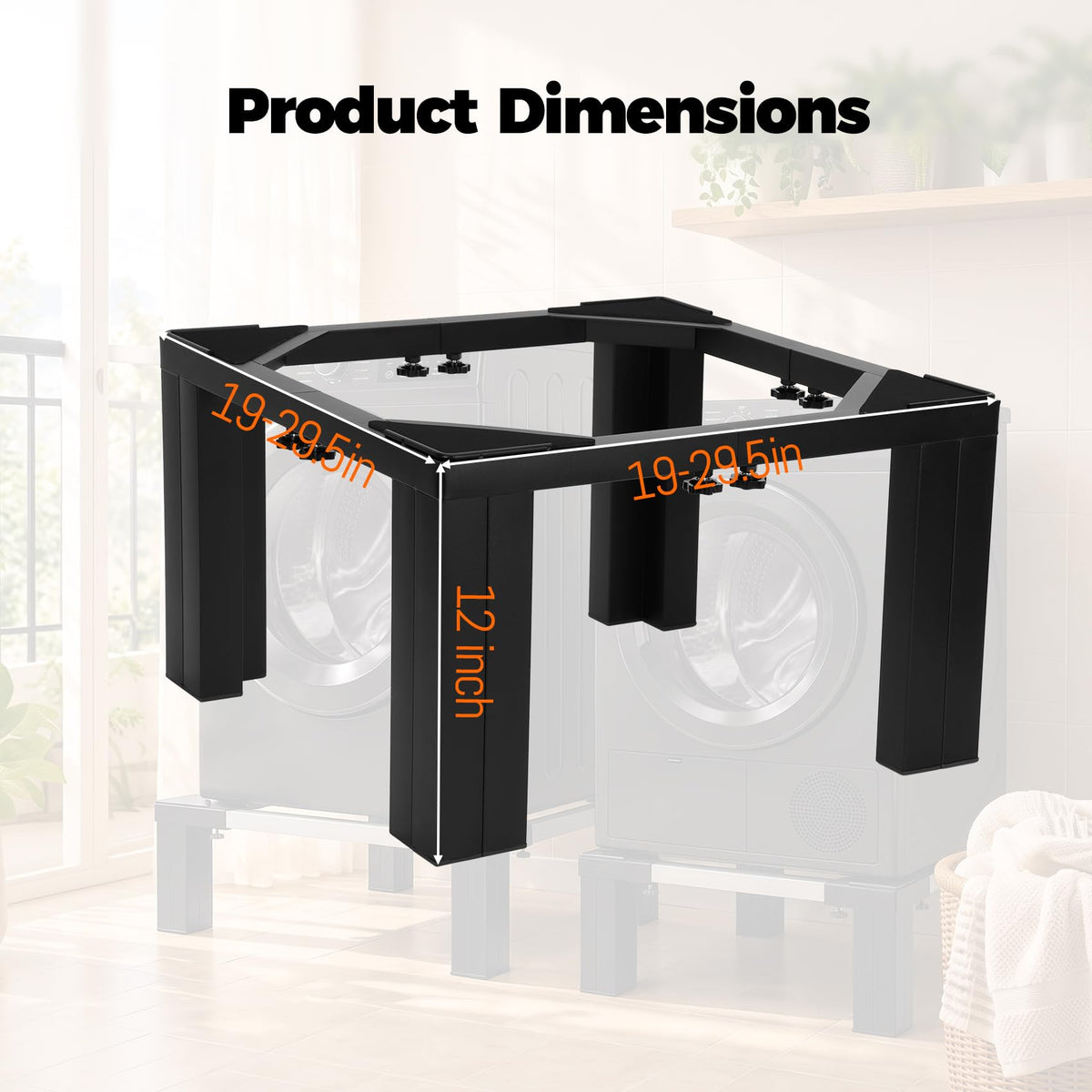 Adjustable Washer Dryer Pedestal, 12” Heavy Duty S