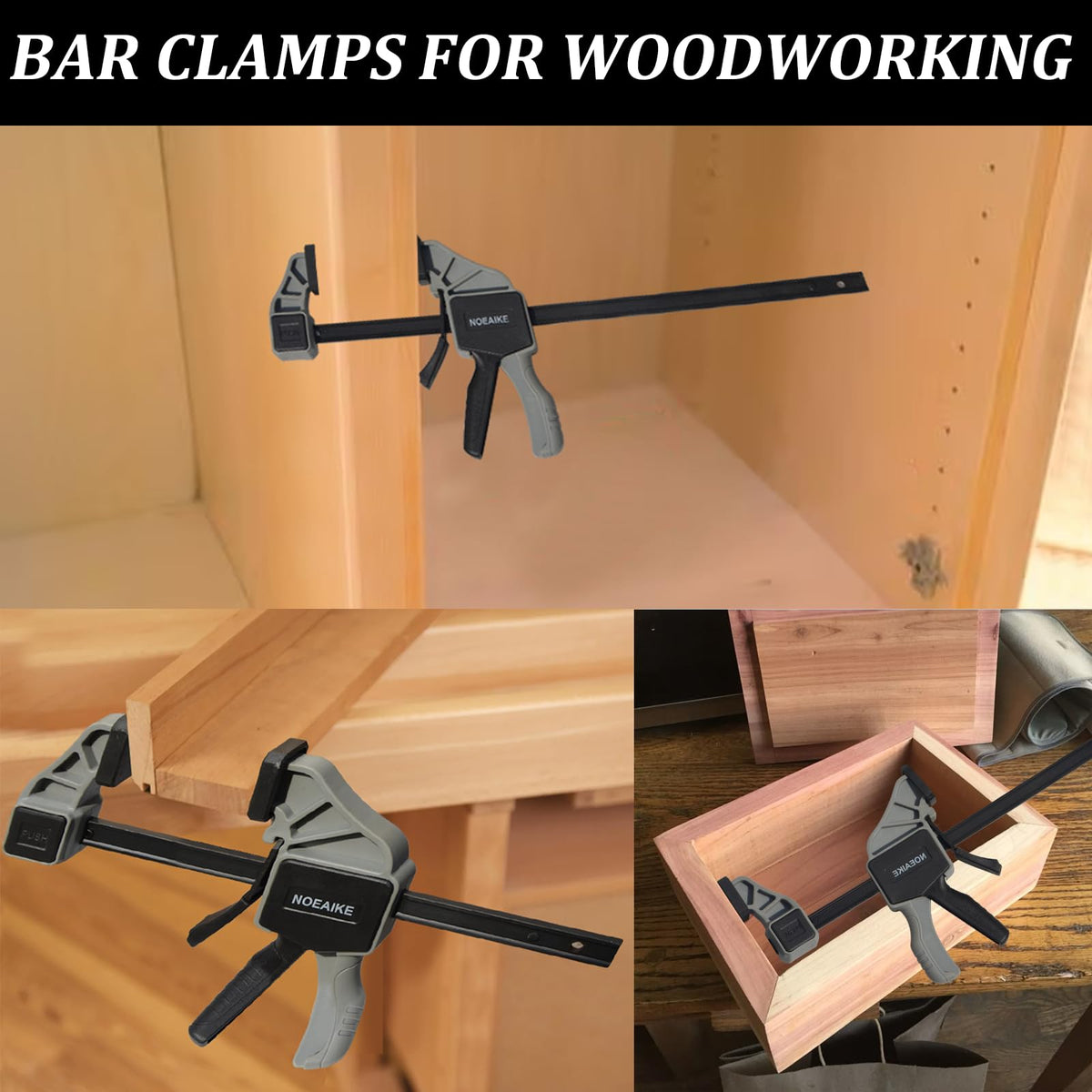 NOEAIKE 6-Pack Wood Clamps 4Pcs 12in & 2Pcs 6in for Woodworking