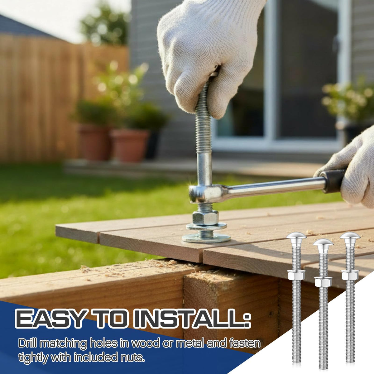 Otoolling 1/2" X 6" 30 Pack Galvanized Carriage Bolt Kit