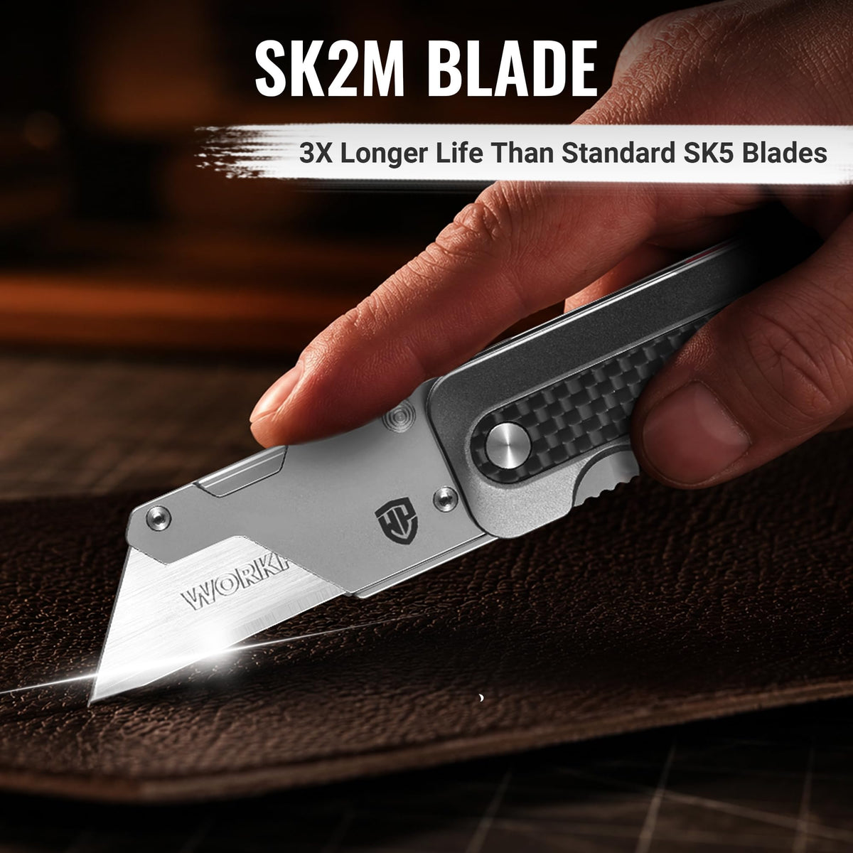 WORKPRO Utility Knife, CNC Unibody, Aluminium Handle Carbon Fiber Inlay