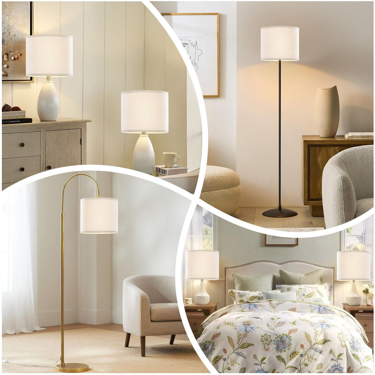 White Linen Small Drum Lampshade, 8.66" Top x 8.66" Bottom x 7.87" High Lamp Shade, Lamp Shade Replacement for Table and Floor Lamps, Pendant Light，Handcrafted Lampshade，Easy Assembly