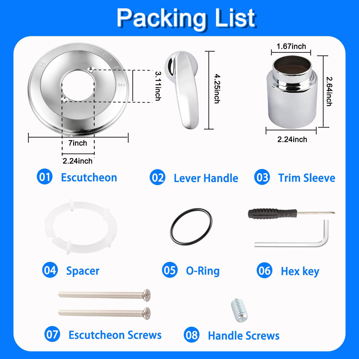 Replacement for Delta 13/14 Series Shower Trim Kit, Shower Cover Plate with Handle (Valve& Catridge Not Inclued) (1