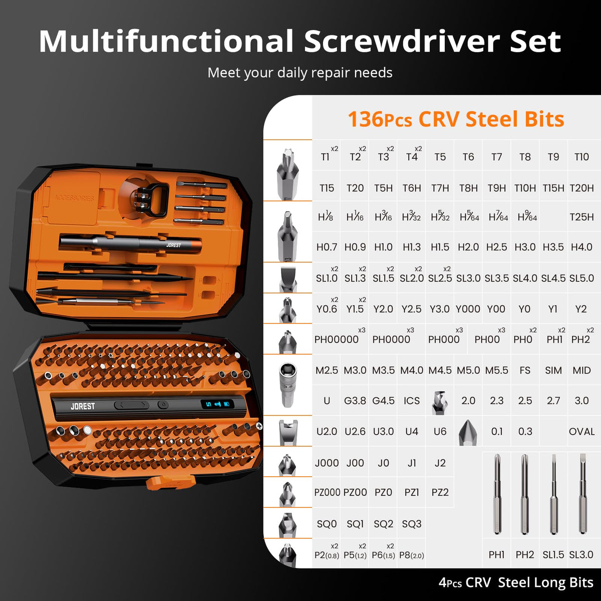 JOREST 155 in 1 Mini Electric Screwdriver, Precision Power Screwdriver Set