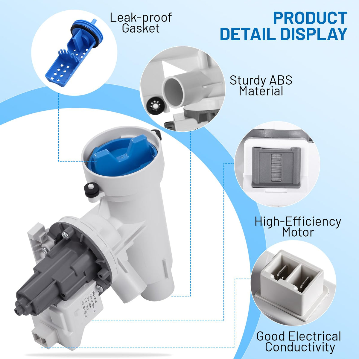 WH11X39237 WH11X29539 Washer Drain Pump for GE GFW550SSN0WW GFW850SPN2RS