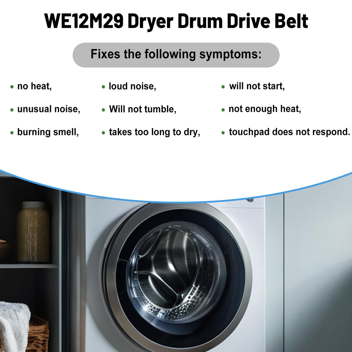 𝐔𝐩𝐠𝐫𝐚𝐝𝐞𝐝 WE12M29 Dryer Drum Drive Belt for G-E Hotpo-int Replaces 137292700 AP4324040 WE12M0022 WE12M22 WE12M29 WE12M33 WE12X21574 by Sikawai