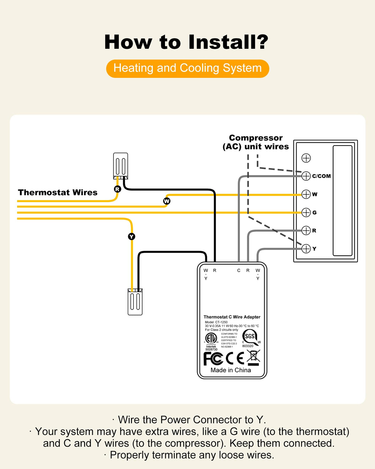 KWRNVO C Wire Adapter Compatible with Google Nest Thermostats