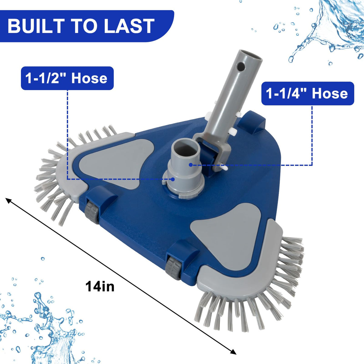 POOLAZA Weighted Pool Vacuum Head with Rotatable Hose Connector & Brushes
