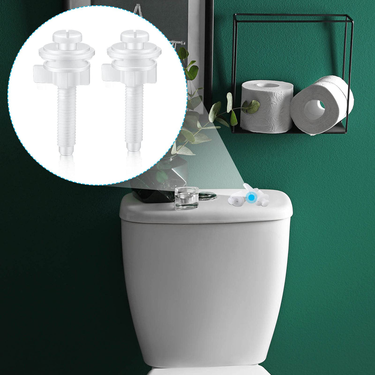 Jetec 2 Pack Toilet Seat Screws Kit, Plastic Bolts Nuts & Washers