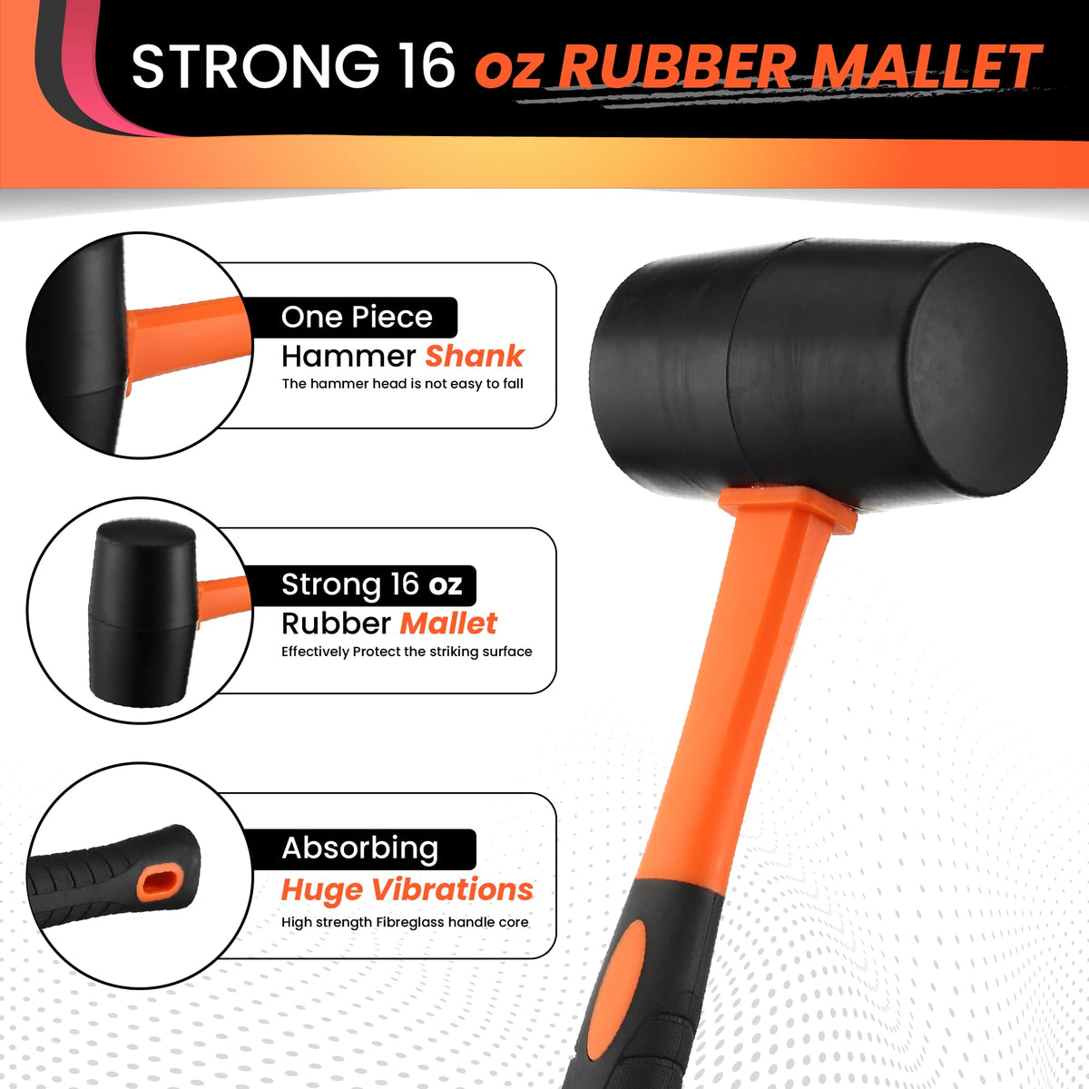 2 Piece Rubber Mallet Hammer Set, 16 oz & 35mm Soft Blow Mallets