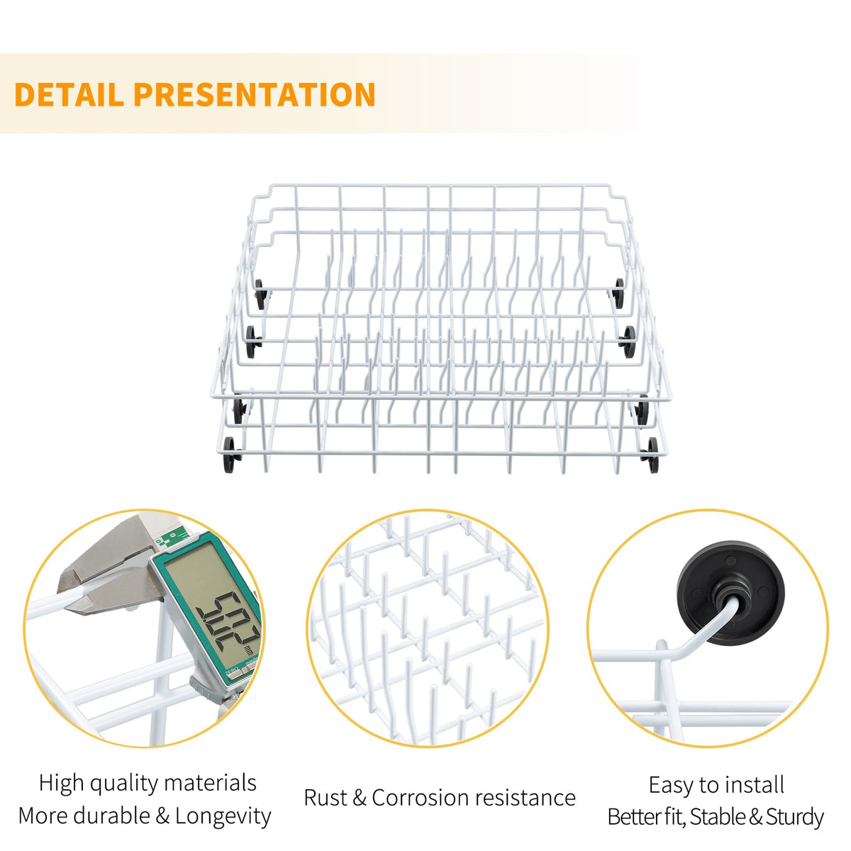 Allstare 808602302 Dishwasher Lower Rack Replacement for Frigidaire Kenmore Dishwasher Parts Lower Dishrack Assembly with 154174501 Wheels 154432602 FDB1050REB0 Dishwasher Bottom Rack -22" x 20.9"