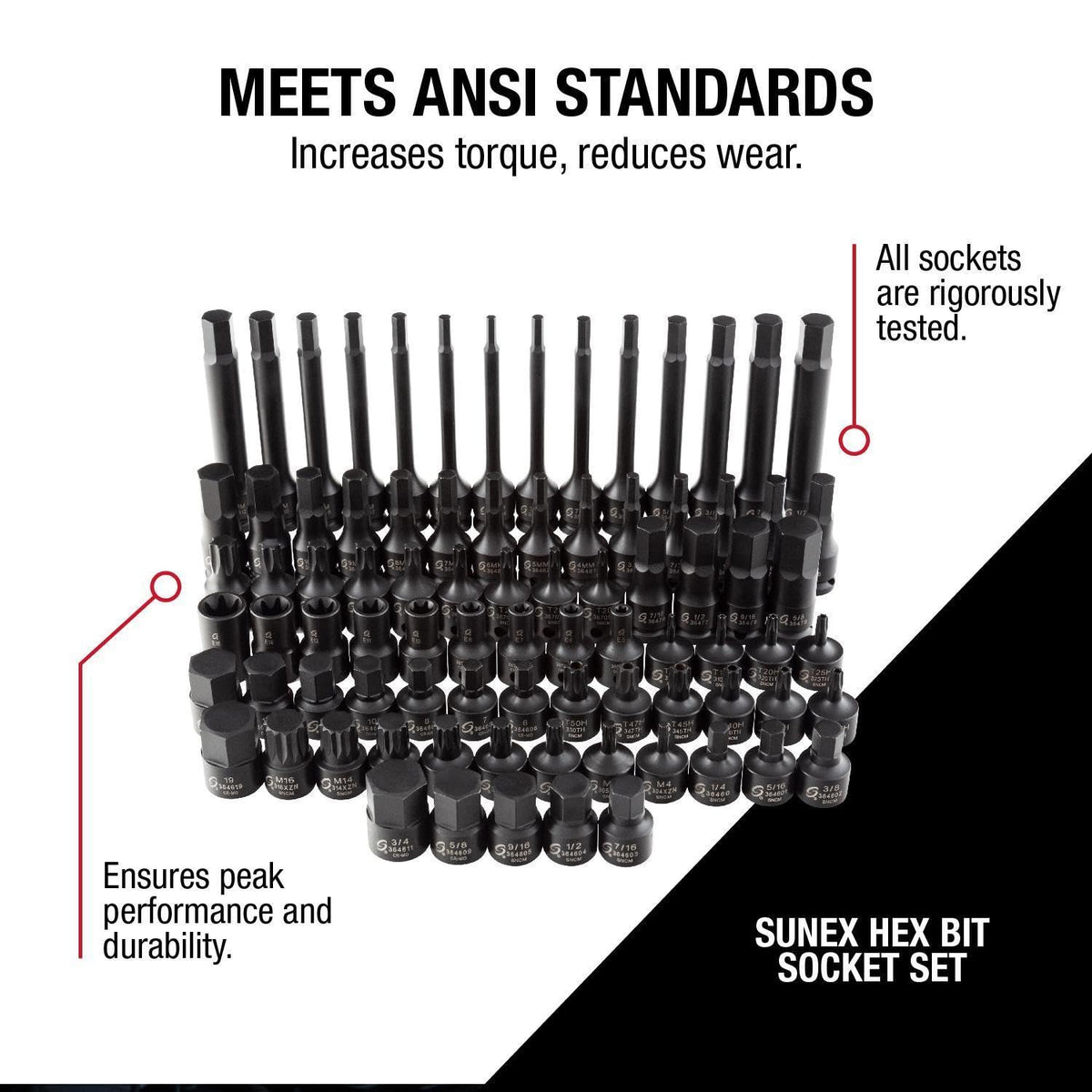 Sunex 3569 3/8" Dr. Master Hex Bit Impact Socket Set (84 Piece)