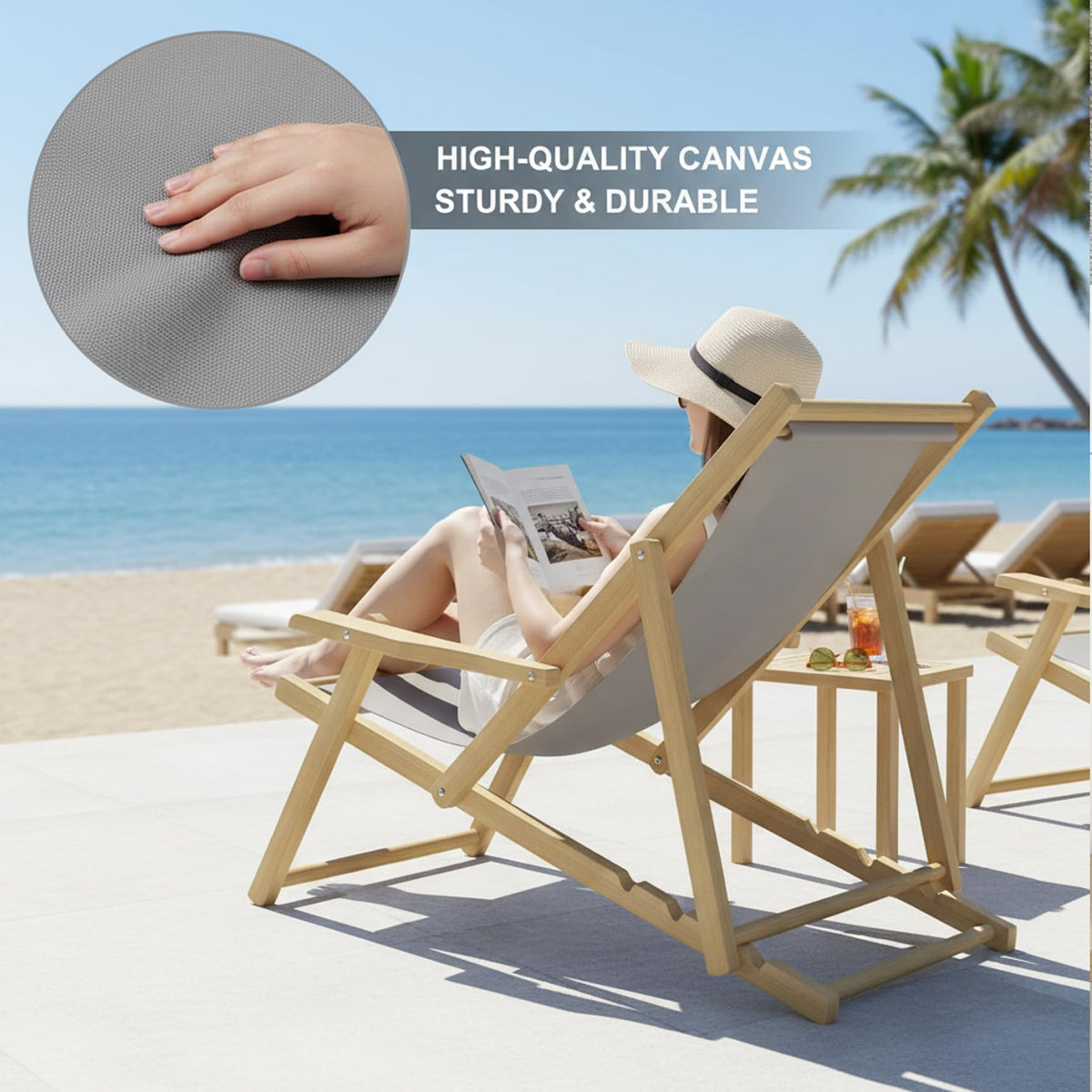 AwnsIMfreien Sling Chair Replacement Fabric, 2PCS Patio Chair Replacement Fabric 45x17 inch Canvas Sling for Sunbathing Beach Garden Grey, Patio