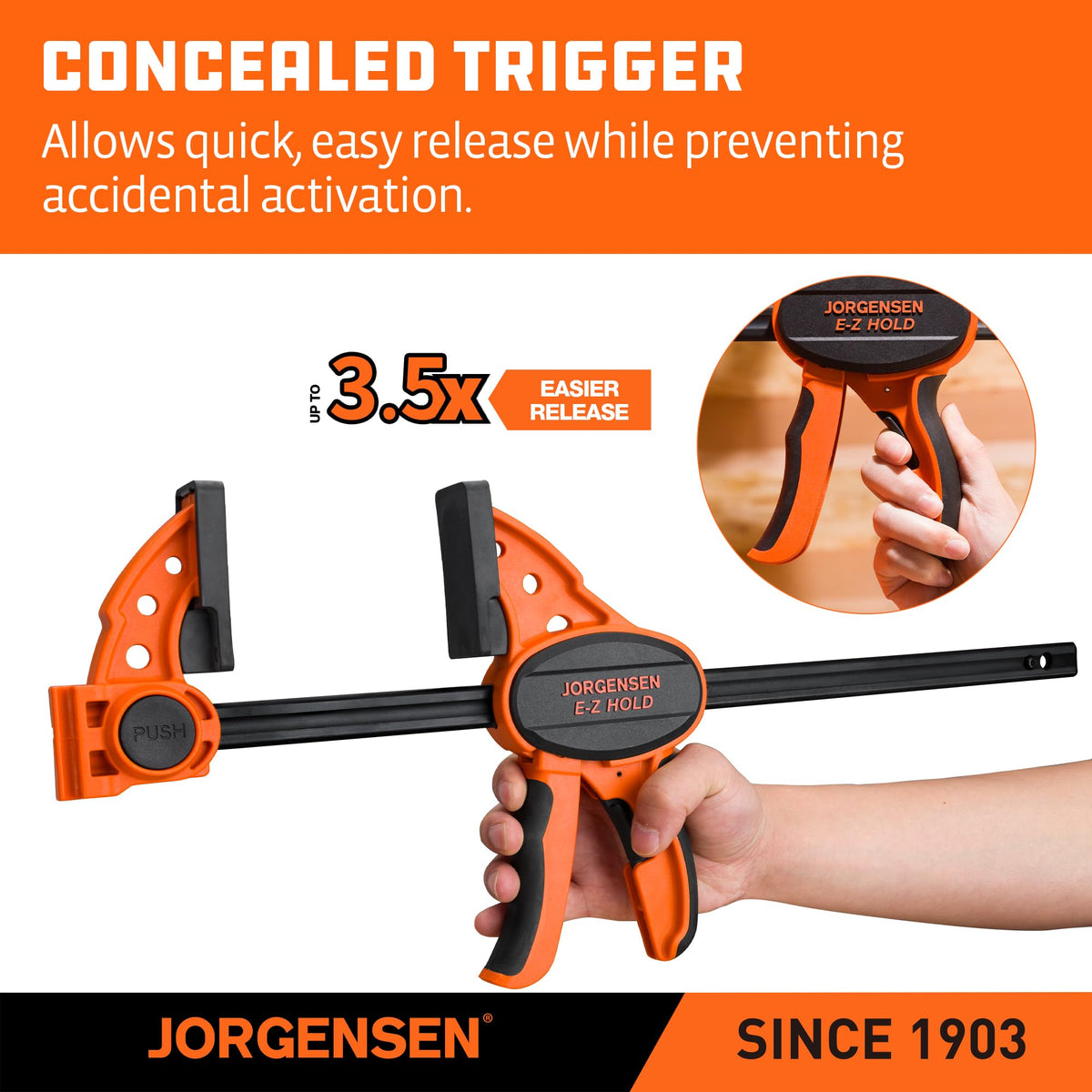 JORGENSEN E-Z Hold 2-Pack 12" 400LBS Medium Duty Woodworking Bar Clamps