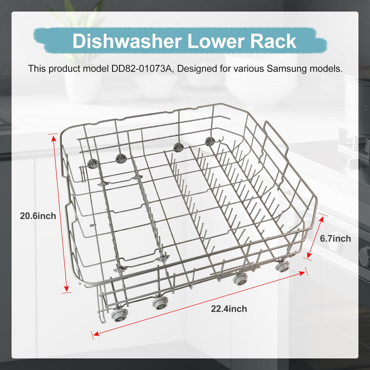 【2026 UPGRADED】DD82-01073A Lower Rack Assembly Replacement Parts Fit for Samsung Dishwasher Dishrack DW80R5061,DW80R5060,DW80K7050UG,DW80K5050US Series