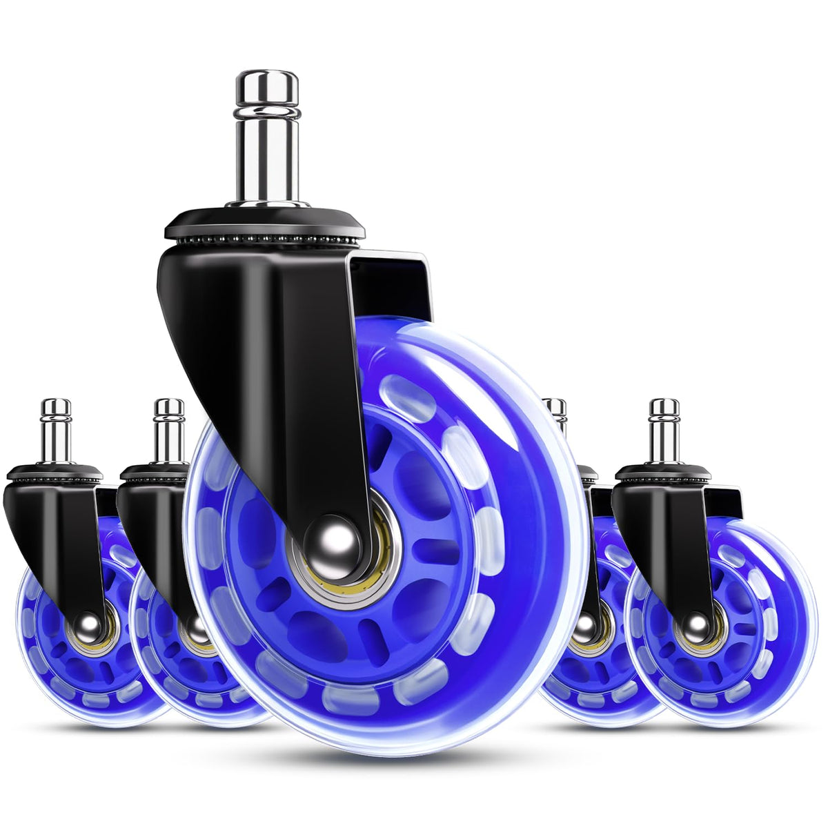 RidRed Office Chair Wheels - Replacement Rubber Wheels - Universal Fit 3 Inch Casters, Heavy-Duty Chair Casters, Noise Free, Fits 98% Chair, for All Floor (5)