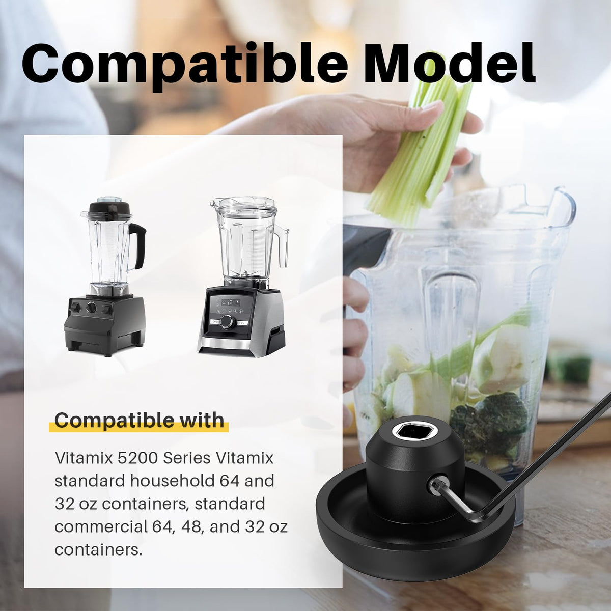 Blender Drive Socket Compatible with Vitamix, 5 Pack Drive Socket Replacement 891 802 15546 15547 Compatible with Vitamix Professional Series, Allen Wrench Included