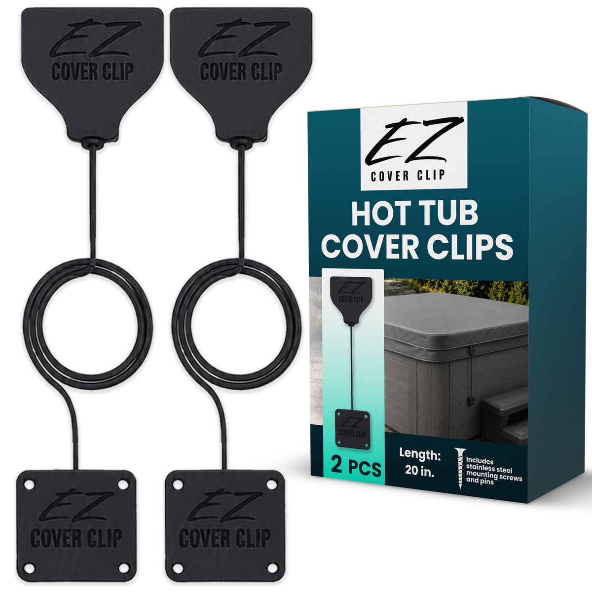 EZ Cover Clip - Hot Tub Cover Clips Replacement - 20" Spa Cover Clips - 2PK