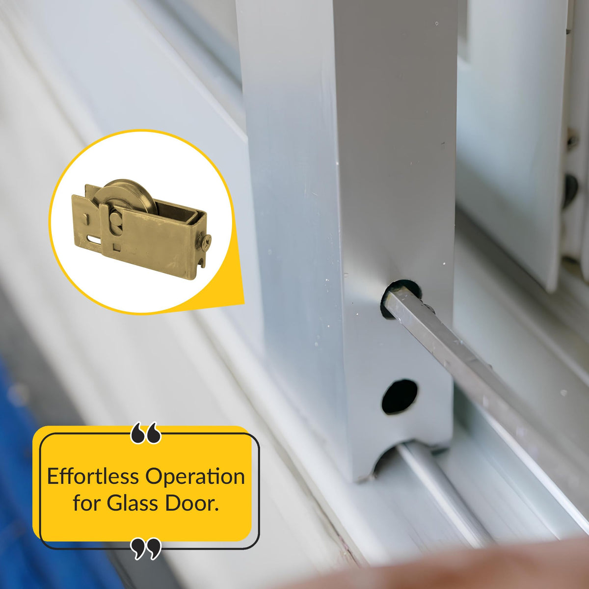 Brixwell Sliding Patio Door Roller Assembly with 1-1/8" Steel Wheel, 1" Height, 1-7/8" Length, 17/32" Width, Dichromate Finish for Sliding Door Hardware and Door Roller Replacement Applications