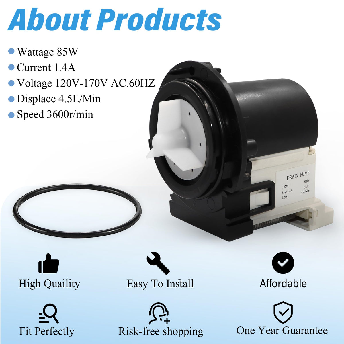 4681EA2001T Washer Drain Pump Motor Compatible with LG and Kenmore Washers