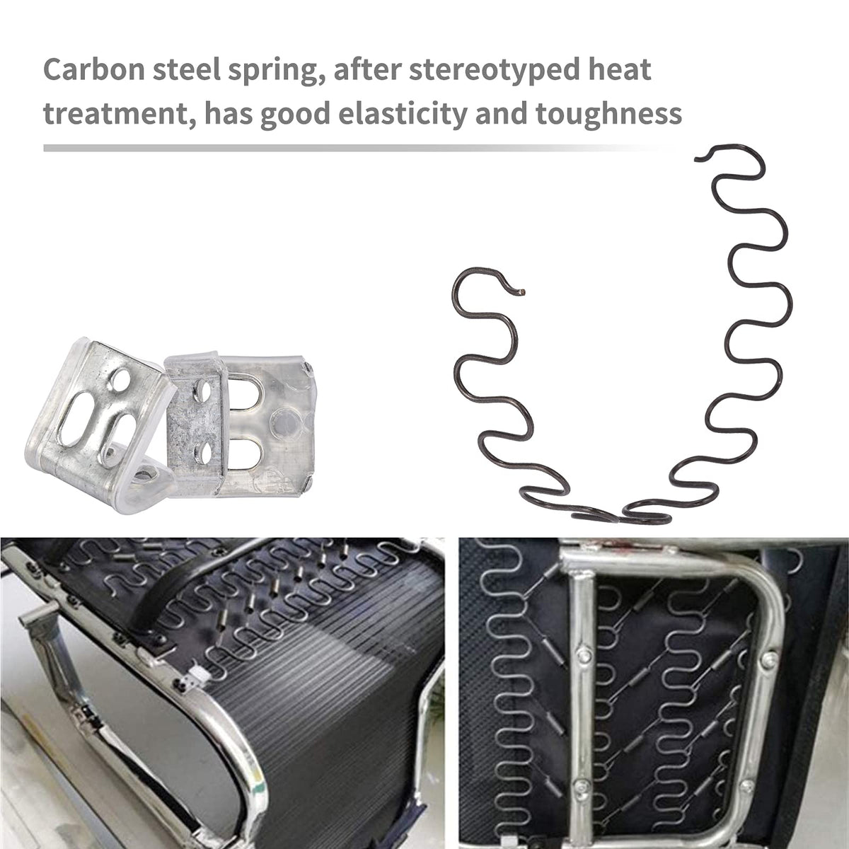 Carkio Sofa replacement Springs,2 PCS 28" Spring with 8 PCS S Clips,4.0 Wire Diameter Sofa Spring Repair Kit Compatible with Seating In Furniture Interior Decoration, Automotive, or Other Applications