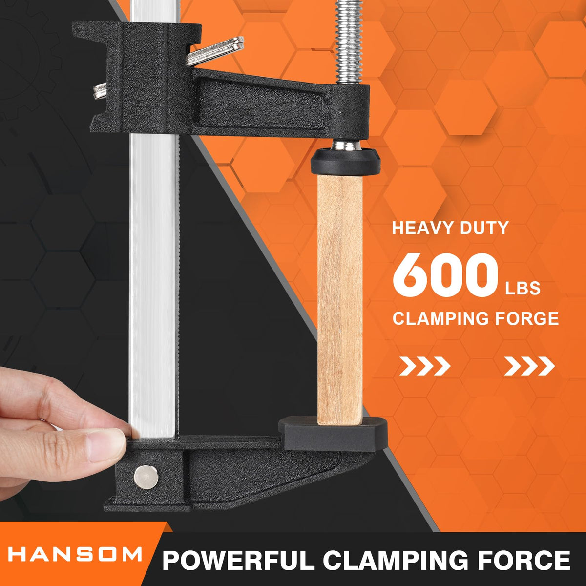 HANSOM 4-Pack 36 inch Bar Clamps,Long Wood Clamps Heavy Duty Force 600 Lbs Adjustable and Release Quickly,Woodworking Clamps Throat Depth 2.5 inch with Plastic Handle