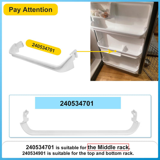 UPGRADED 240534701 Door Shelf Rack Bar Compatible with Frigidaire or Kenmore Refrigerator Door Bar Retainer Rail Replace 948952, AP3214631, PS734936 Frigidaire Replacement Shelf Door Bin Parts