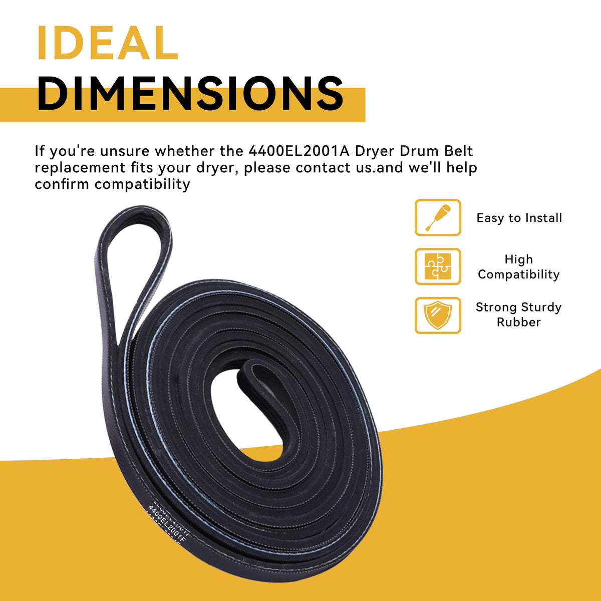 4400EL2001F Dryer Drum Belt Replacement for LG GE Kenmore Dryer