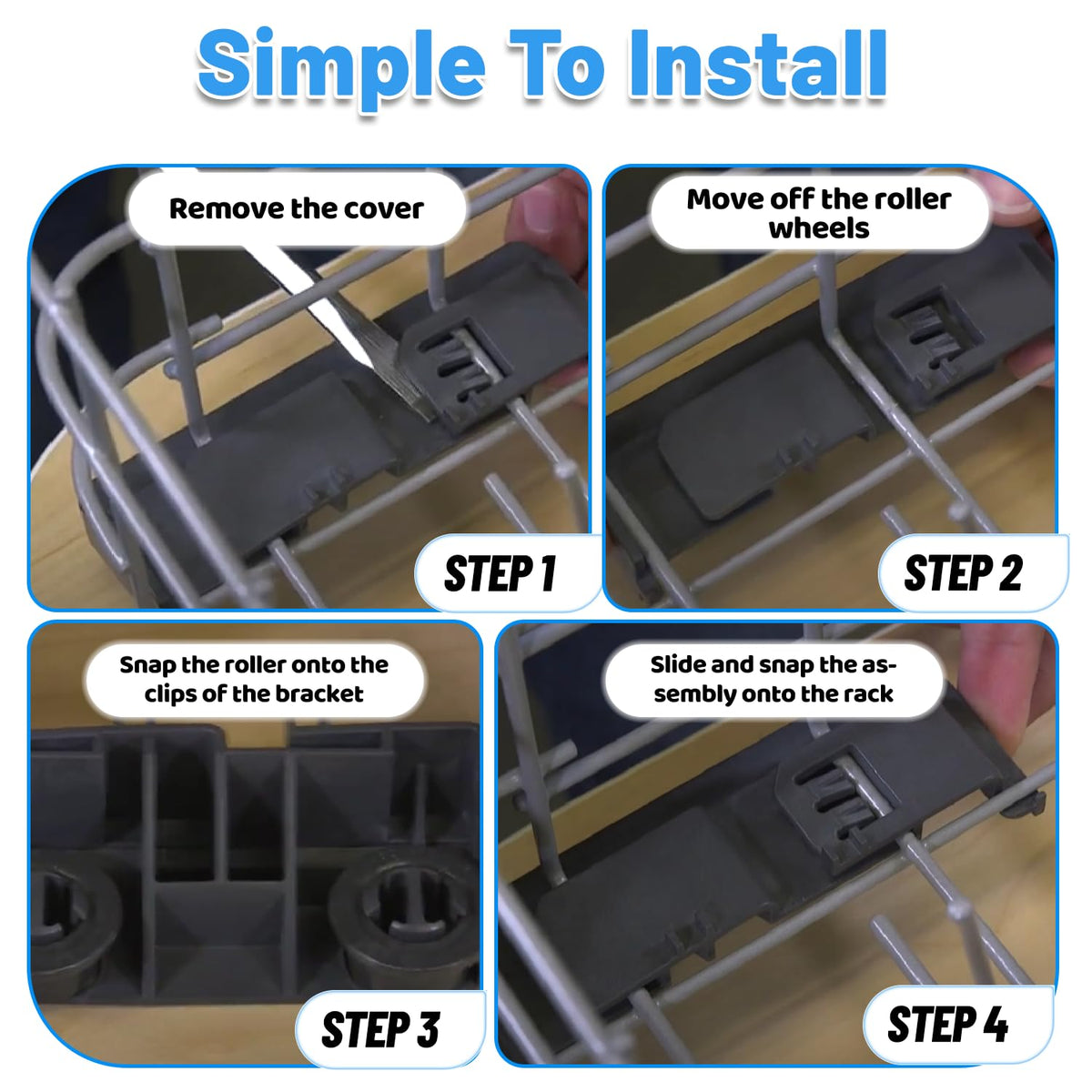 WD28X26099 Dishwasher Lower Rack Replacement for GE Dishwasher Bottom Rack WD28X26099 Bottom Dishrack for GE Dishwasher Parts Rack GDF510PSM0SS GDT535PSM0SS With Silverware Basket And Roller Kit