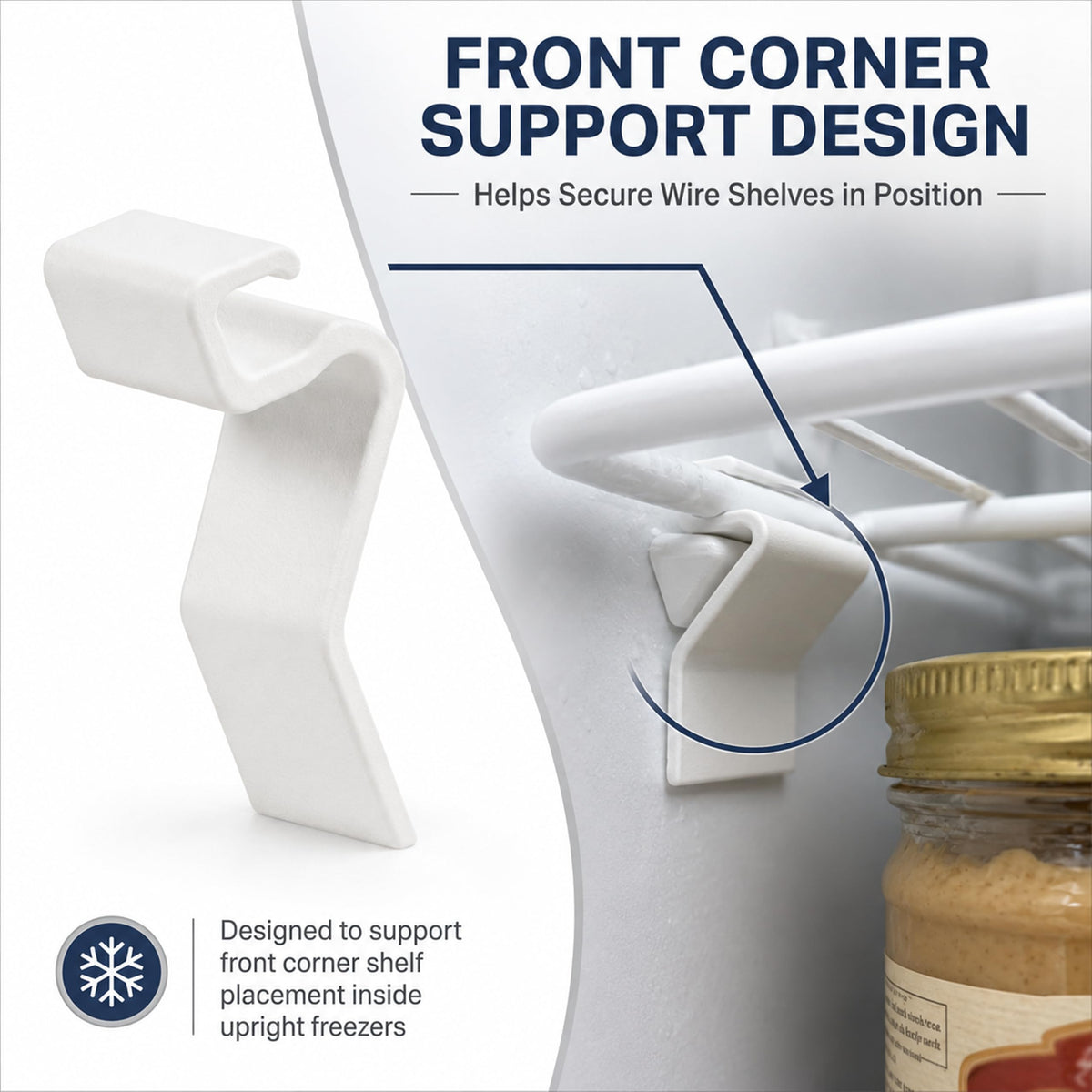 Freezer Wire Shelf Support Bracket Compatible with Frigidaire FFUE2022AW6 Upright Freezer Shelf Repair System 4-Pack Replacement Kit, Plastic Wire Shelf Corner Support Clip